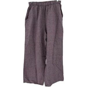 Flax Wide Leg Purple Linen lagenlook Pants Size Medium